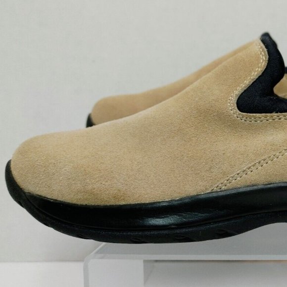 Lands End Suede Leather Moc Clog Slip-On Loafer Rubber Sole Tan Women's US 7B - Picture 7 of 16